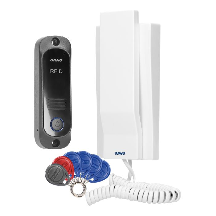 [ORNOR-DOM-JA-928/W] 140550 - AVIOR single family doorphone set, white with RFID reader and intercom function, the set enables easy electric lock opening with proximity tags and it has an additional push-button to open the gate from the uniphone.
