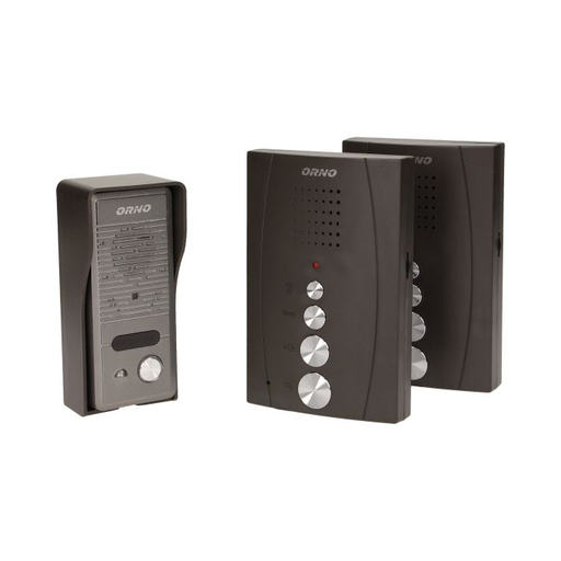 [ORNOR-DOM-RE-920/B] 140555 - Single family doorphone, handset free, ELUVIO INTERCOM aluminium housing; surface mounted; wires 4+2; loudspeaker; additional button - gate control function; black indoor unit