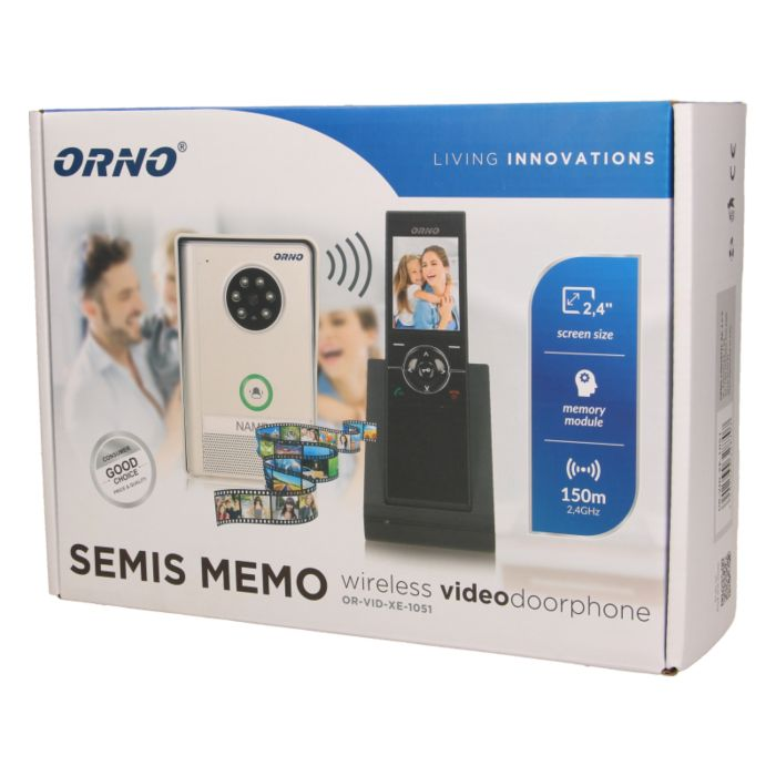 [ORNOR-VID-XE-1051/W] 140582 - SEMIS MEMO 2,4˝ single family wireless video doorphone Handset with LCD screen, open area range: up to 260m, alarm signal in case of camera's removal attempt