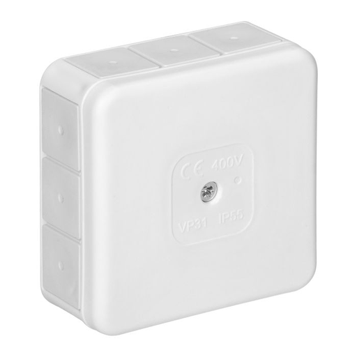 [ORNOR-JB-13807/W] 141267 - Surface-mounted junction box PRO IP55 400V 12 rubber cable entries 85x85x37mm white