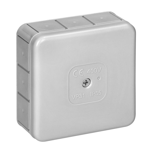 [ORNOR-JB-13807/G] 141265 - Surface-mounted junction box PRO IP55 400V 12 rubber cable entries 85x85x37mm grey
