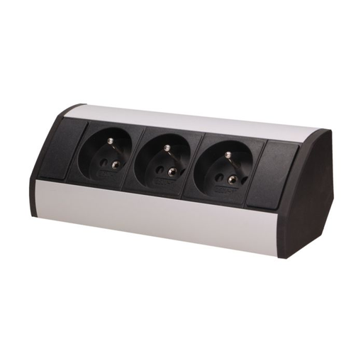 [ORNOR-GM-9001/B-G] 141170 - Furniture socket, silver-black A set of three network sockets with grounding and current circuit's diaphragms, ideal for mounting in cabinets, display cases and display cabinets.