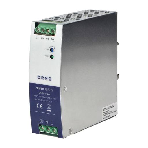 [ORNOR-PSU-1665] 140833 - Industrial power supply for a DIN rail, 12VDC, 10A, 120W, plastic housing