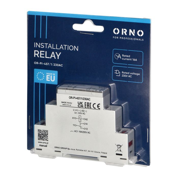 [ORNOR-PI-457/1/230AC] 140838 - Installation relay, 1P, 16A, 230 VAC