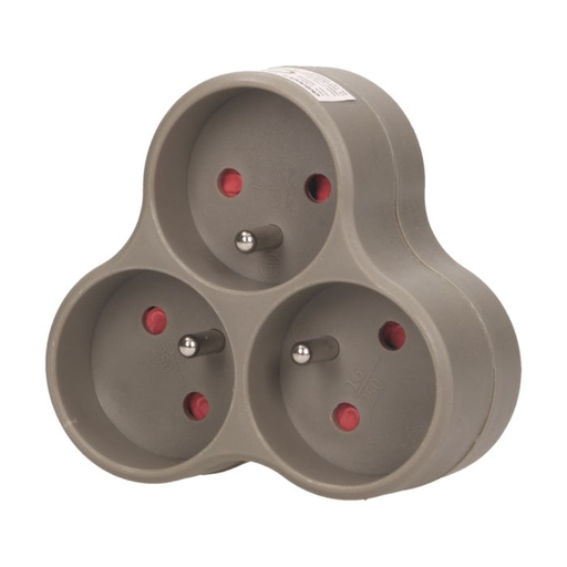 [ORNOR-AE-13134/G] 140895 - Triple socket outlet, gray Three-socket splitter with grounding, suitable for any interior where additional sockets are required.