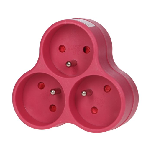 [ORNOR-AE-13134/P] 140896 - Triple socket outlet, pink Three-socket splitter with grounding, suitable for any interior where additional sockets are required.