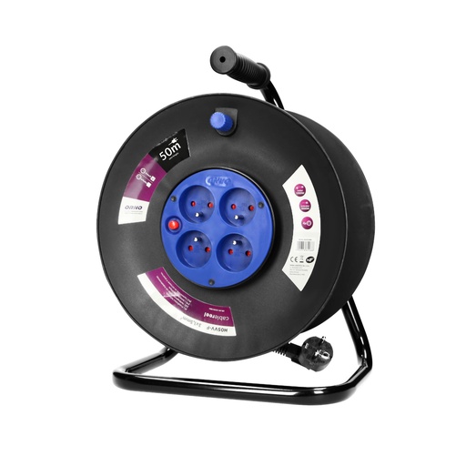 [ORNOR-AE-13153/50M] 141341-Cable reel with 4 sockets, PVC, H05VV-F 3x1.5mm² - 50m,