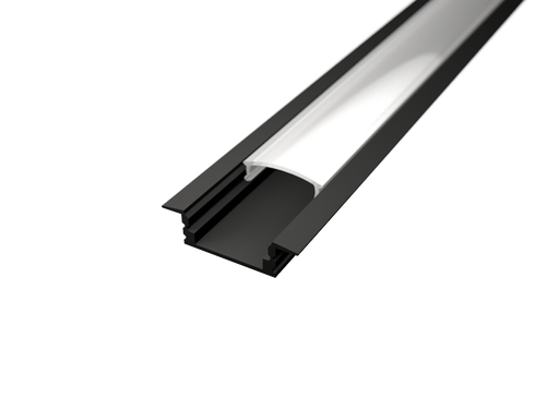 [LDL109072] 109072 - 2 meter Verzonken Aluminium Profiel voor LED Strip Multifunctioneel Gebruik, MDF, Gipsplaat, Tegel Zwart - LDL
