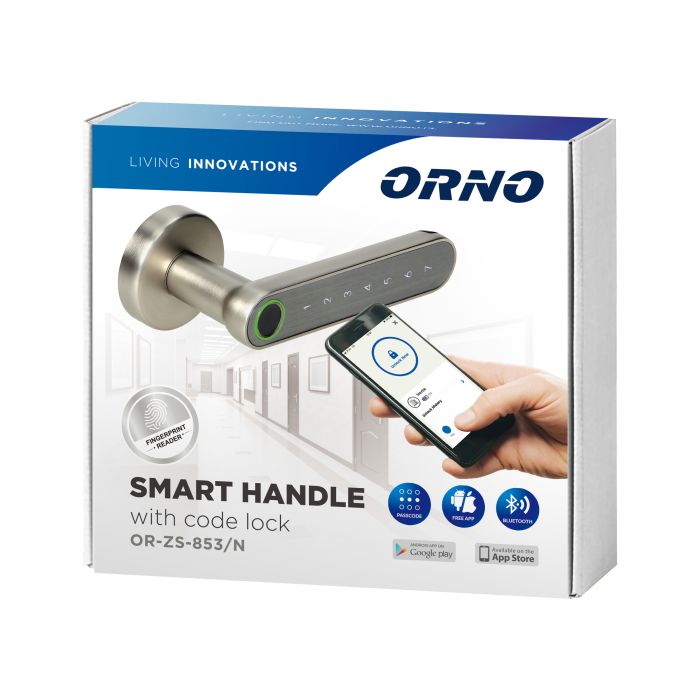 [ORNOR-ZS-853/N] 140013-Poignée intelligente, nickel avec clavier tactile et lecteur d'empreintes digitales, Bluetooth 4.0-ORN