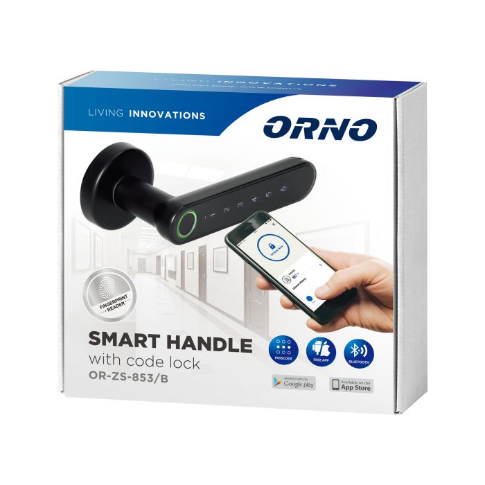 [ORNOR-ZS-853/B] 140014-Poignée intelligente, noire avec clavier tactile et lecteur d'empreintes digitales, Bluetooth 4.0-ORN