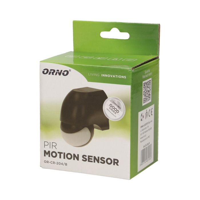 [ORNOR-CR-204/B] 140024-Adjustable PIR motion sensor 180°, IP44 detection range 180 degree; rated load 1200W; protection rating IP44 