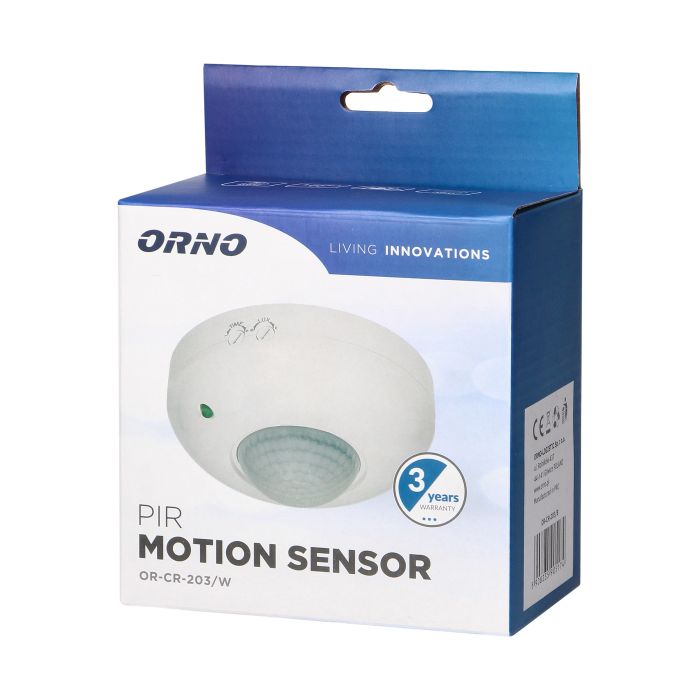 [ORNOR-CR-203/W] 140029 - PIR motion sensor 360° rated load 1200W; protection rating IP20 White