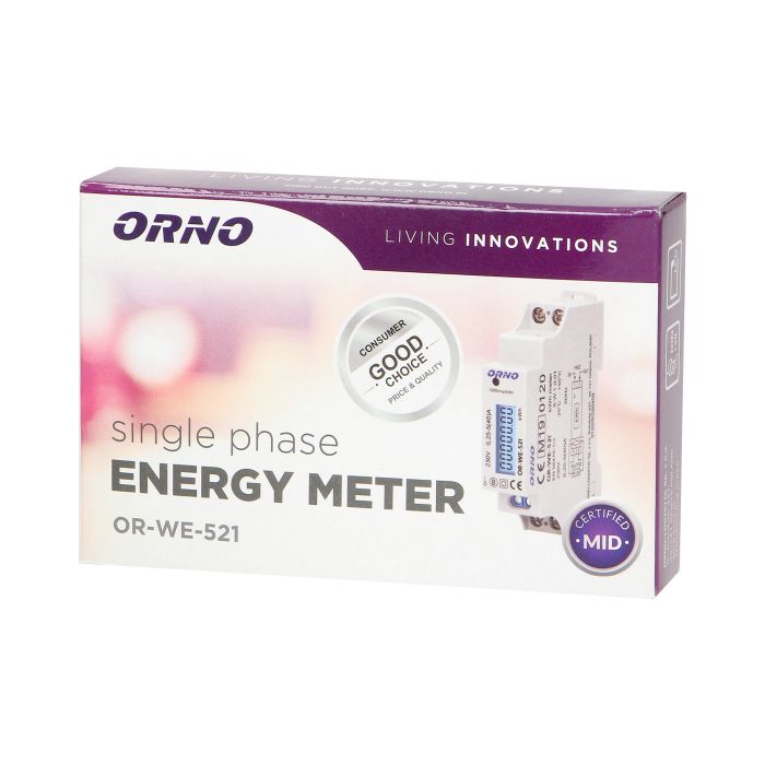 [ORNOR-WE-521] 140066- Compteur d'énergie monophasé avec certificat MID, 40A