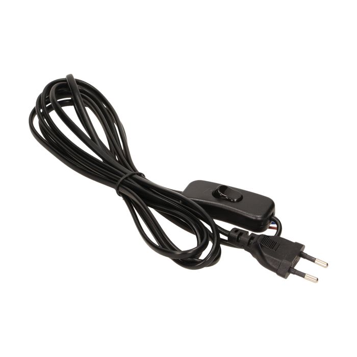 [ORNOR-AE-1394/B] 140096-Cordon d'alimentation avec interrupteur et prise Euro, noir, câble : 2x0,75mm2. -ORN