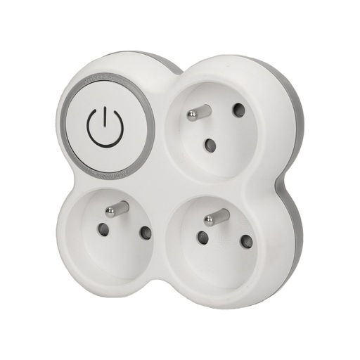 [ORNOR-AE-1378] 140102-Triple socket outlet with ON/OFF switch, 3x2P + Z, backlit switch, color: white, for Belgium and France-ORN