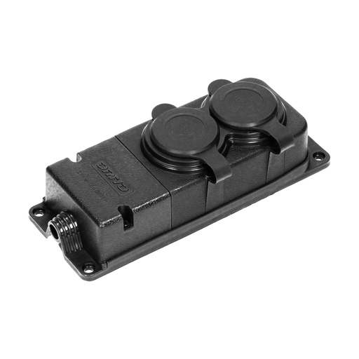 [ORNOR-AE-13165] 140124-Heavy-duty extension socket, rubber IP44, 2 sockets, very low 5cm profile, for Belgium and France -ORN