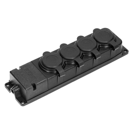 [ORNOR-AE-13167] 140128-Heavy-duty extension socket, rubber IP44, 4 sockets,  very low 5cm profile, for Belgium and France -ORN