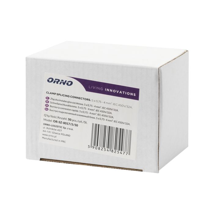 [ORNOR-SZ-8017/5/50] 140283 - 5-draads klemverbinder; voor draad 0,75-4 mm²; IEC 450V/32A, 50 st.